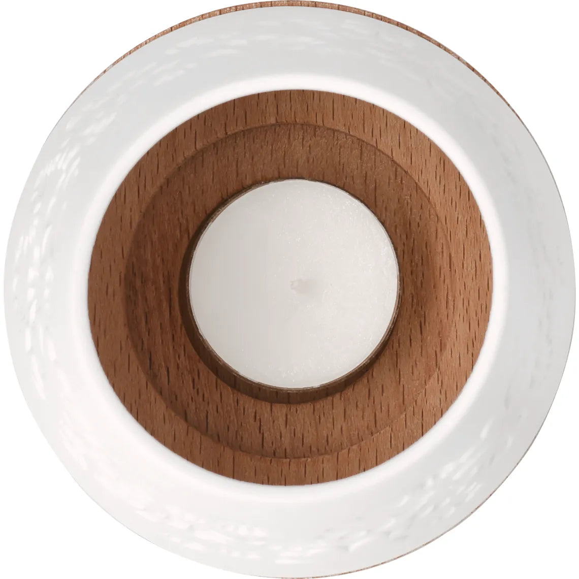 Poesie Windlicht "Kleeblätter" aus Porzellan und Holz