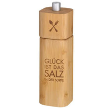 Salzmühle "Glück" aus Bambus