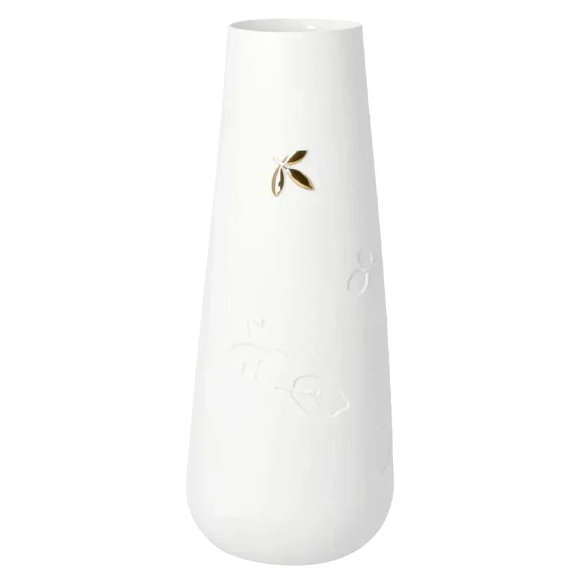 Vase „Goldblatt“ groß, aus Porzellan mit Golddetail