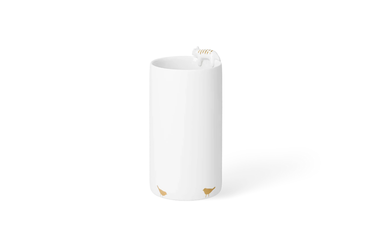 Vase „Katze“ aus Porzellan mit Golddetails