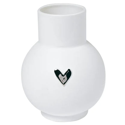 Kugelvase "Herz Silber" aus Porzellan