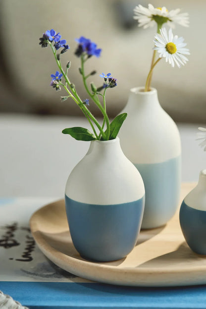 Mini Flaschenvasen blau, 4er Set