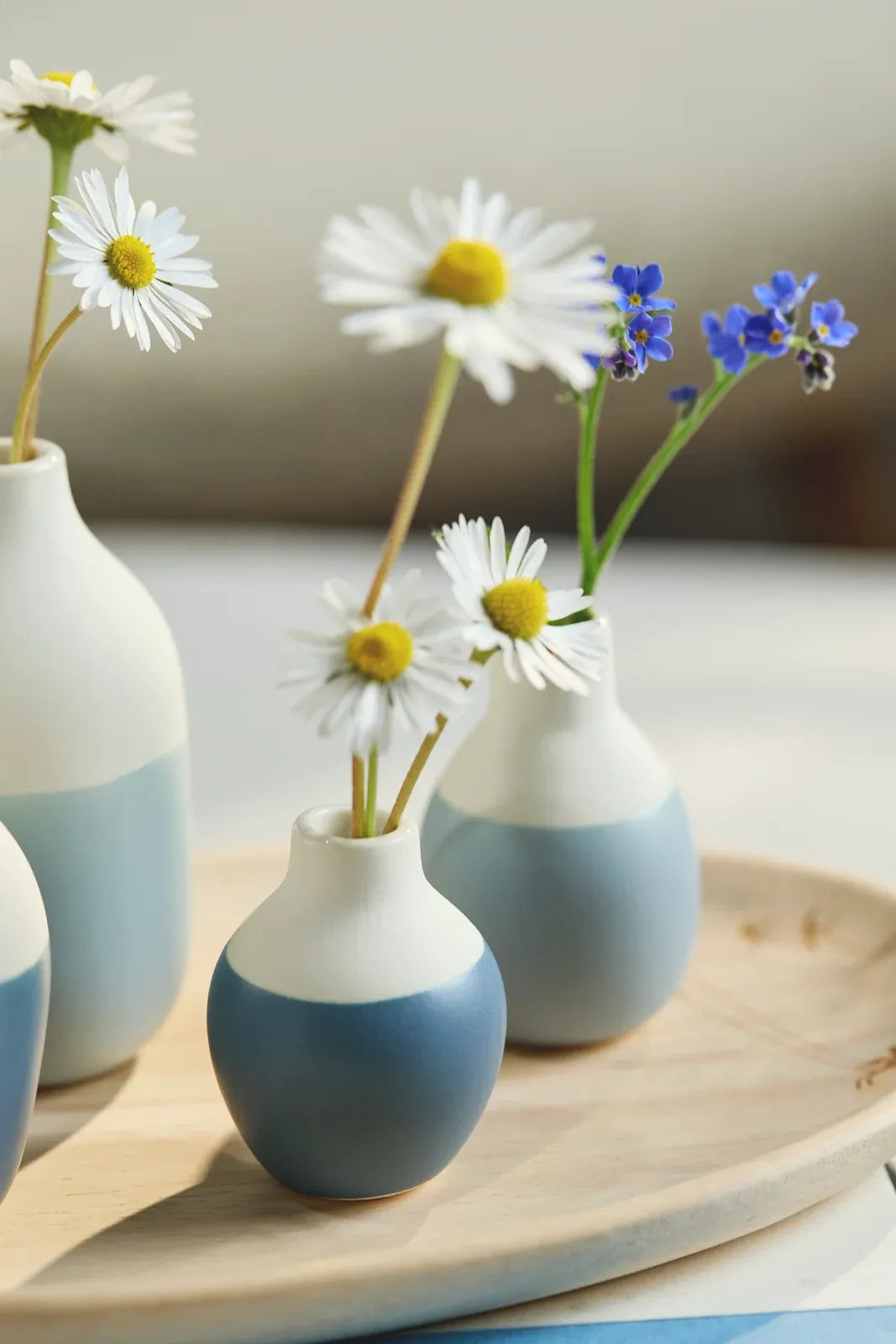 Mini Flaschenvasen blau, 4er Set