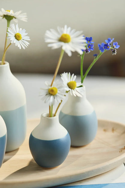 Mini Flaschenvasen blau, 4er Set