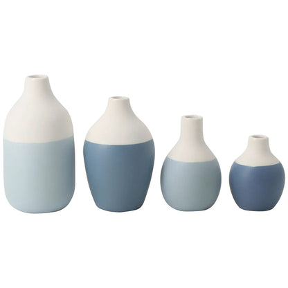 Mini Flaschenvasen blau, 4er Set