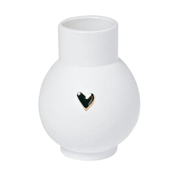 Mini-Kugelvase "Herz Gold" aus Porzellan