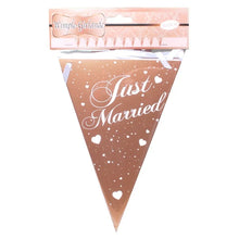 Just Married Wimpel-Girlande in Roségold, 3 m