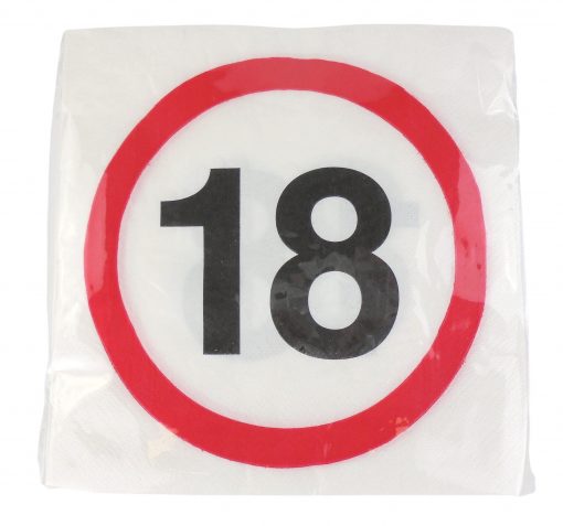 Servietten zum 18. Geburtstag "Verkehrsschild 18"