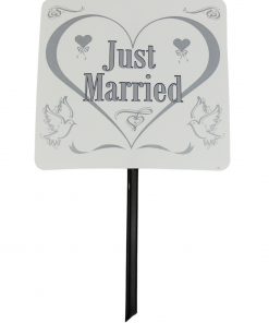 "Just Married"-Schild auf Stab zum Stecken