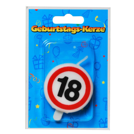 Tortenkerze zum 18. Geburtstag "Verkehrsschild"