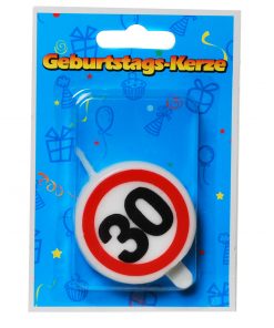 Tortenkerze zum 30. Geburtstag "Verkehrsschild"