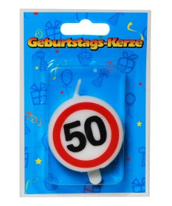 Tortenkerze zum 50. Geburtstag "Verkehrsschild"