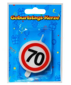 Tortenkerze zum 70. Geburtstag "Verkehrsschild"