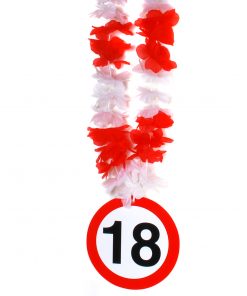 Hawaii-Kette zum 18. Geburtstag in rot/weiß