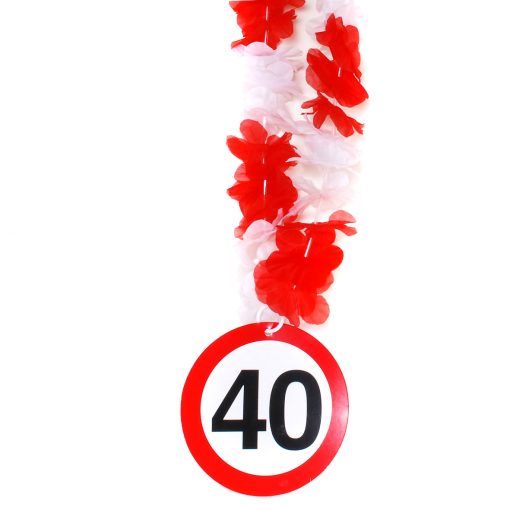 Hawaii-Kette zum 40. Geburtstag in rot/weiß