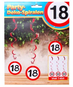 Dekospiralen zum 18. Geburtstag in rot/weiß