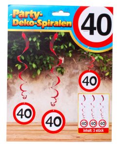 Dekospiralen zum 40. Geburtstag in rot/weiß