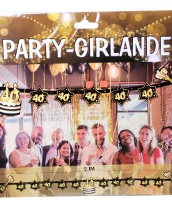 Party-Girlande zum 40. Geburtstag in schwarz und gold