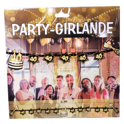 Party-Girlande zum 40. Geburtstag in schwarz und gold