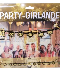 Party-Girlande zum 60. Geburtstag in schwarz und gold