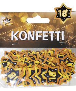 Konfetti zum 18. Geburtstag in schwarz/gold und Sternenform