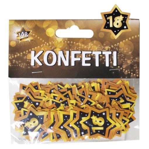 Konfetti zum 18. Geburtstag in schwarz/gold und Sternenform