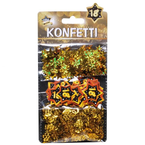 3-teiliges Konfetti-Set zum 18. Geburtstag in schwarz/gold