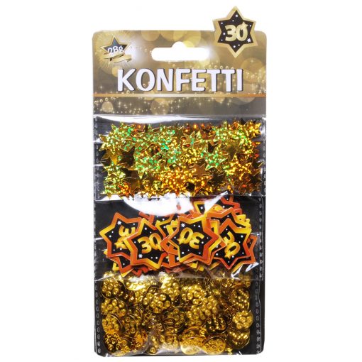 3-teiliges Konfetti-Set zum 30. Geburtstag in schwarz/gold