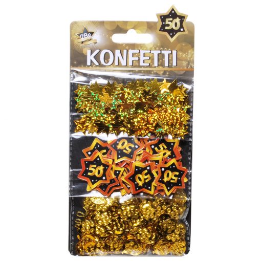 3-teiliges Konfetti-Set zum 50. Geburtstag in schwarz/gold