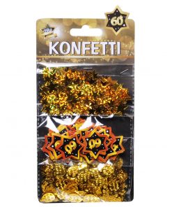 3-teiliges Konfetti-Set zum 60. Geburtstag in schwarz/gold