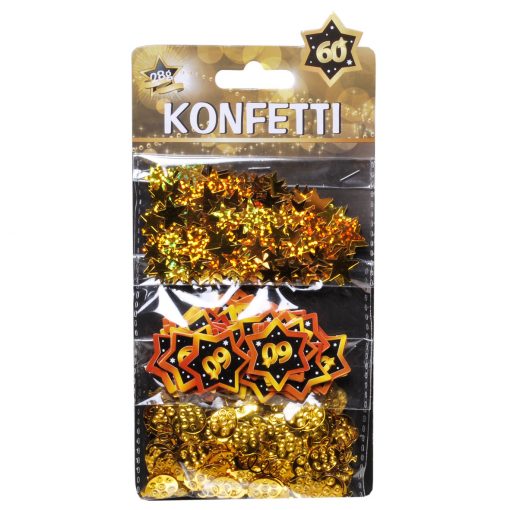 3-teiliges Konfetti-Set zum 60. Geburtstag in schwarz/gold