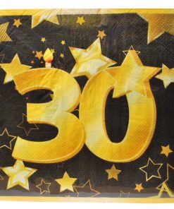 Servietten in schwarz und gold zum 30. Geburtstag