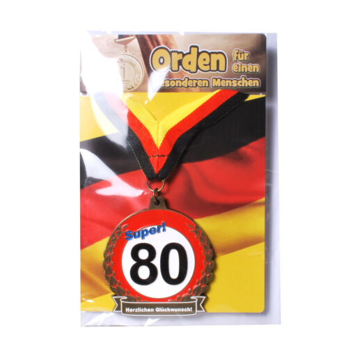 Glückwunschkarte mit Orden zum 80 . Geburtstag