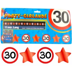 30. Geburtstag - Party-Girlande "Verkehrsschilder und Sterne"