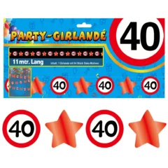 40. Geburtstag - Party-Girlande "Verkehrsschilder und Sterne"