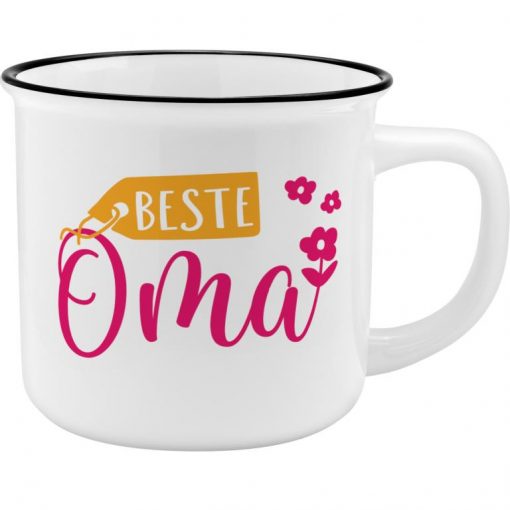 Sheepworldbecher in weiß mit Aufschrift "Beste Oma"