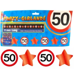 50. Geburtstag - Party-Girlande "Verkehrsschilder und Sterne"