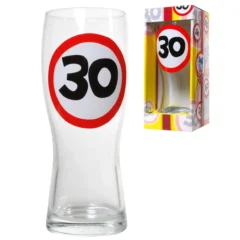 Bierglas zum 30. Geburtstag "Verkehrsschild"