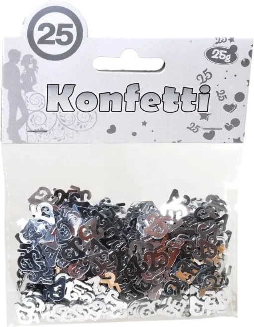 Konfetti mit Zahl "25" Silber