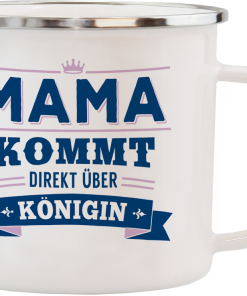 Weißer Emaille-Becher "Mama"