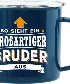 Blauer Emaille-Becher "Bruder"