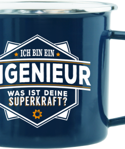 Dunkelblauer Emaille-Becher "Ingenieur"