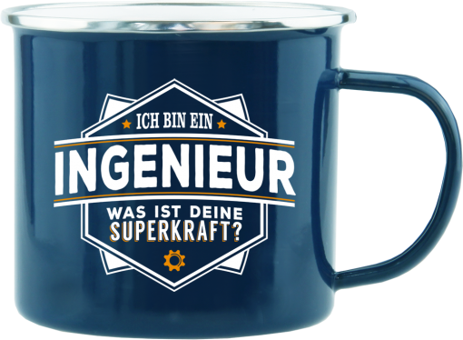 Dunkelblauer Emaille-Becher "Ingenieur"