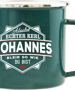 Dunkelgrüner Emaille-Becher "Johannes"