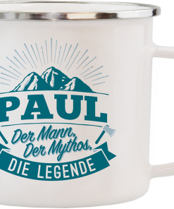 Weißer Emaille-Becher "Paul"