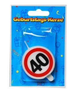 Tortenkerze zum 40. Geburtstag "Verkehrsschild"