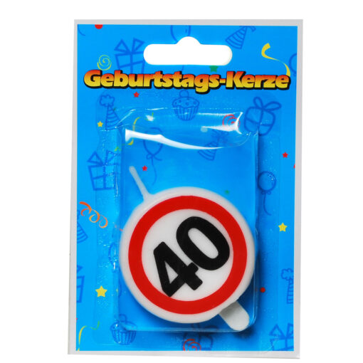 Tortenkerze zum 40. Geburtstag "Verkehrsschild"