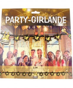 Party-Girlande zum 18. Geburtstag in schwarz und gold