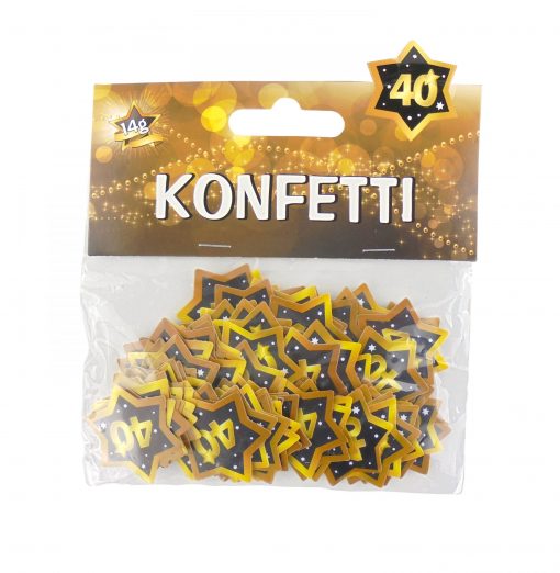 Konfetti zum 40. Geburtstag in schwarz/gold und Sternenform