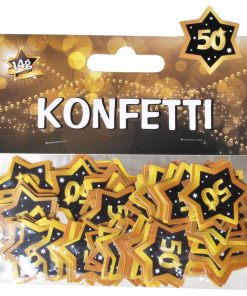 Schwarz goldenes Konfetti in Sternform mit 50-Aufdruck